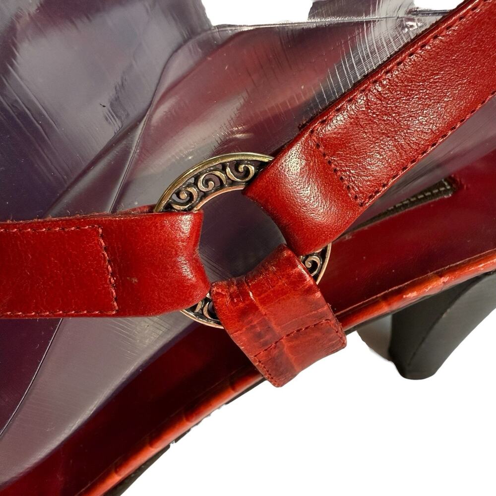 Brighton Red Croc-Embossed Leather Slingback Heels - Picture 4 of 12